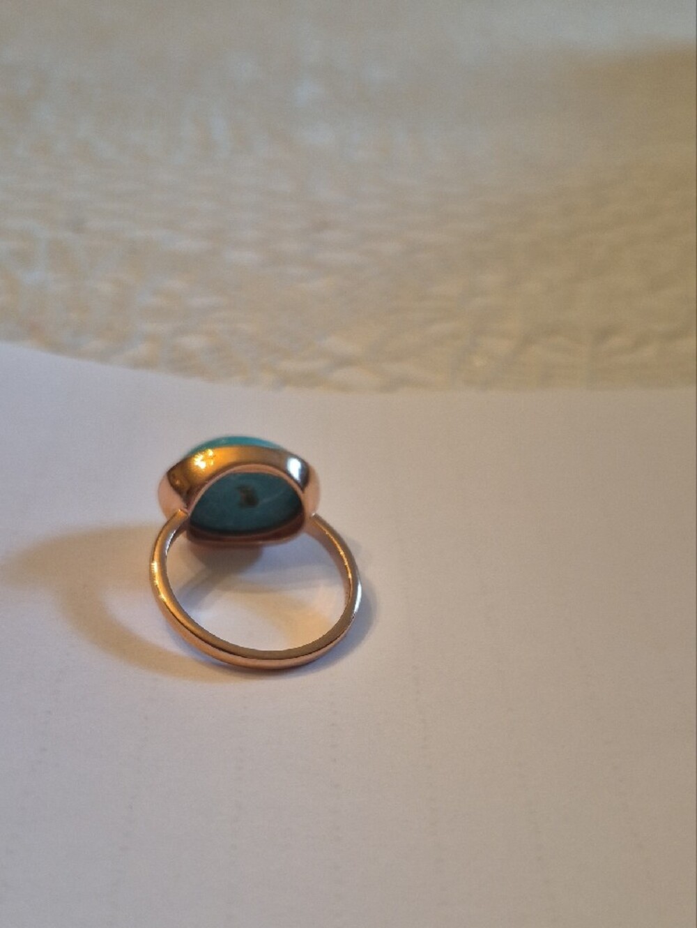 Turquoise Cabochon Ring in Rose Gold Setting. Size 8.5 - Picture 4 of 7